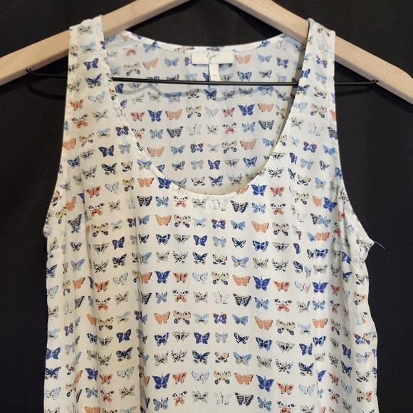 Joie Womens 100% Silk Sleeveless Top Size XS Pink Blue Butterflies Floral - Picture 3 of 8
